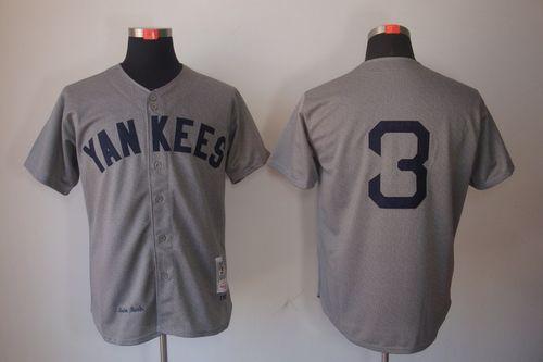 Mitchell And Ness 1929 Yankees #3 Babe Ruth Grey Throwback Stitched MLB Jersey - Click Image to Close